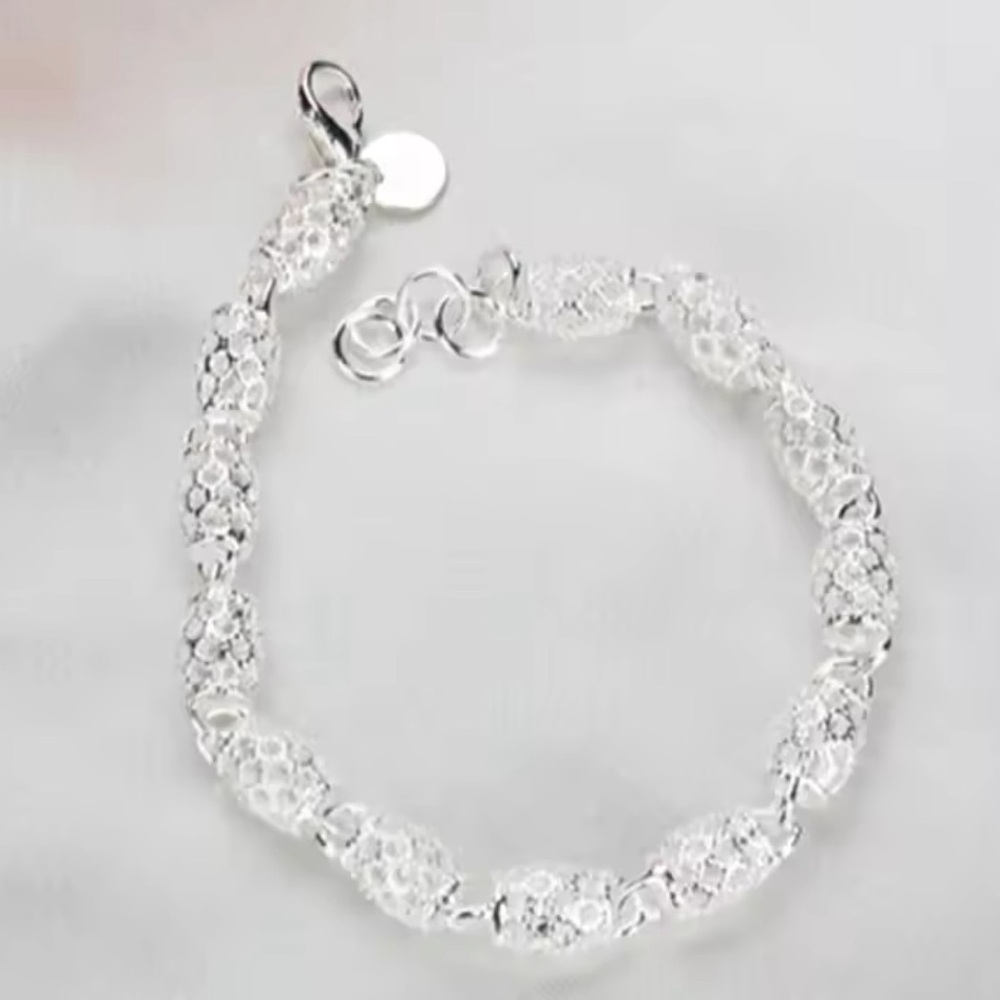 Sparkling Barrel Bracelet | Rhodium Plated Sterling Silver